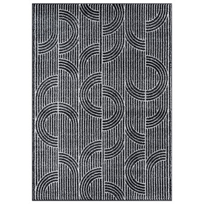 Rambo Modern Arch Pattern Stripe Area Rug Black/Ivory/Gray