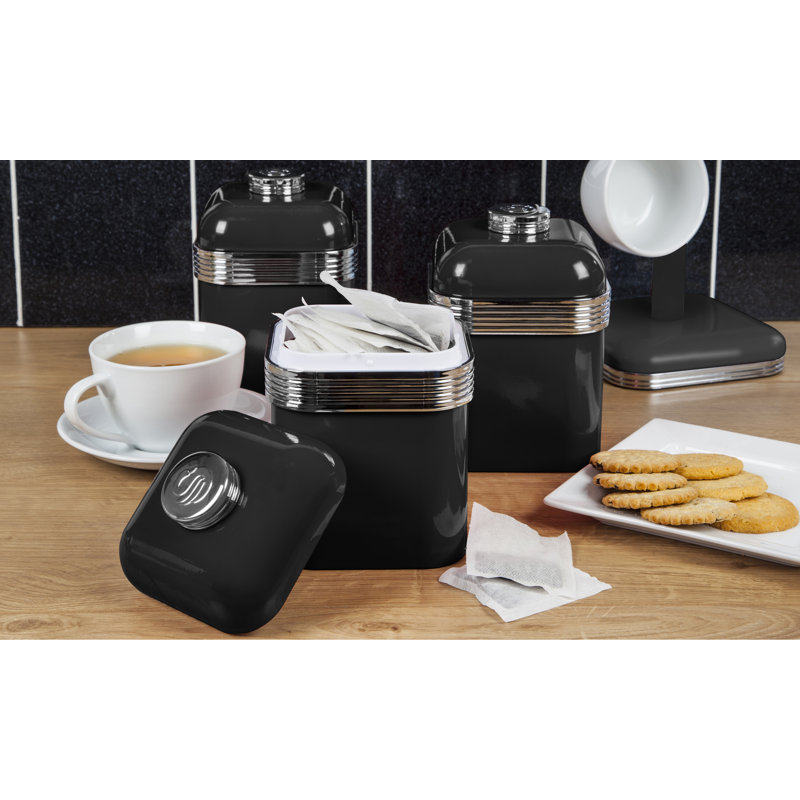 Swan Retro Kitchen Storage Canisters, Iron, 1 Litre, Black