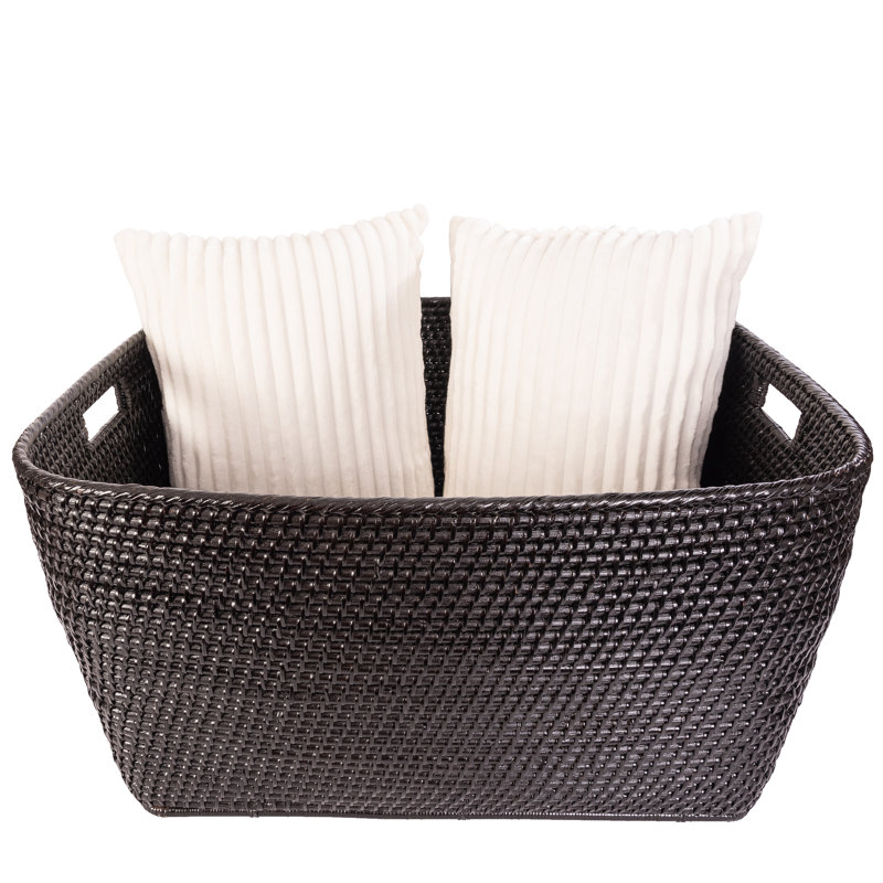 Grand panier en rotin, H 13 po x l 20 po x P 24 po, Brun miel
