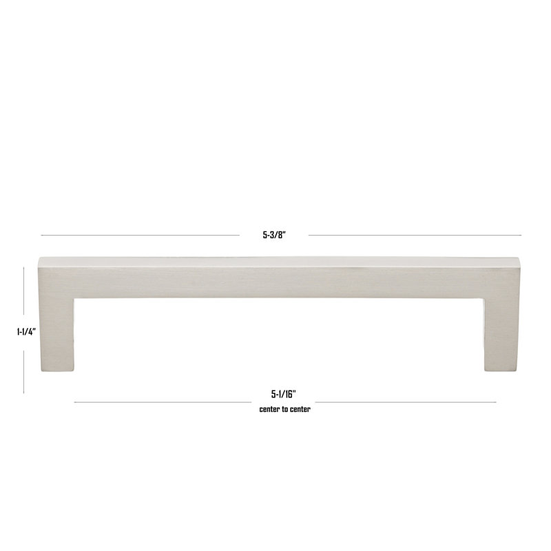 Kingston Collection Solid Square Bar Pull, Satin Nickel, 5 1/16"