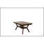 Table de salle à manger en bois massif à finition espresso avec tablettes intégrées, parfaite pour les salles à manger modernes et élégantes.