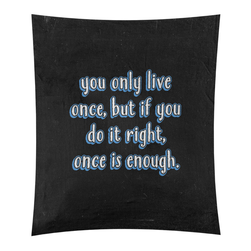 Polyester vous ne vivre qu’une fois tableau noir tapisserie, H 27,5 po x l 37,5 po, Bleu