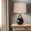 Abat-jour tambour en lin brun foncé-122899446