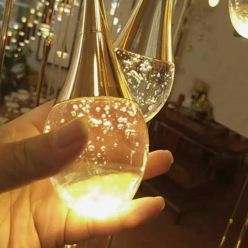 Natya 12 - Light Crystal Dimmable LED Teardrop Chandelier, Gold