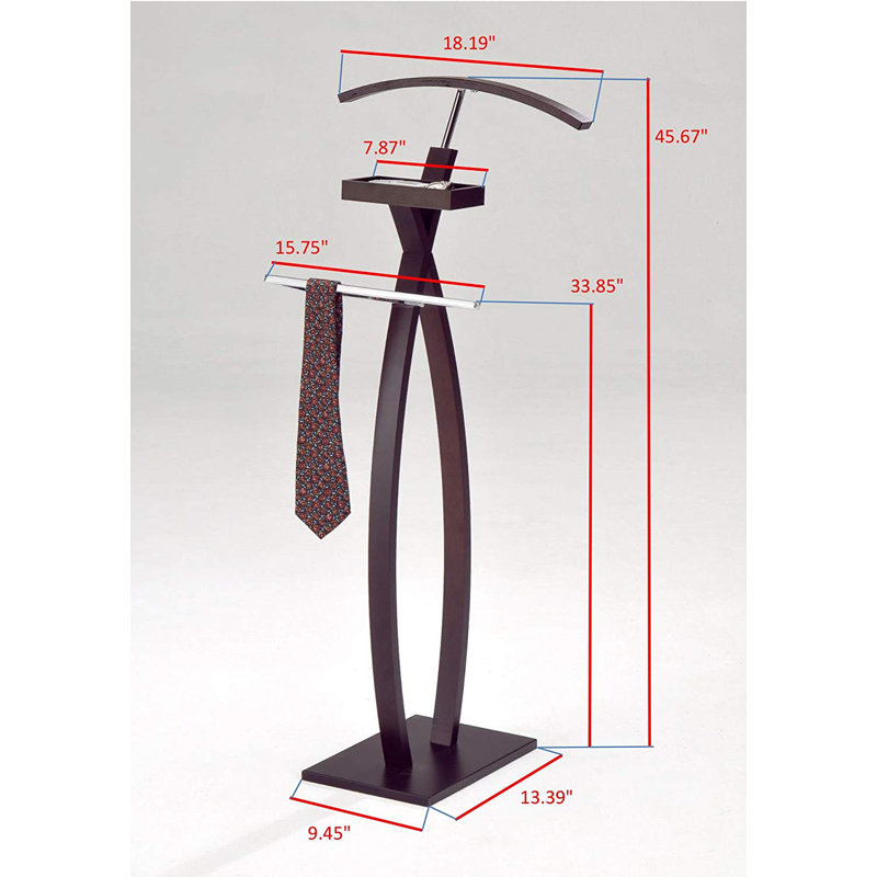 18" Wide Freestanding Valet Stand with Storage