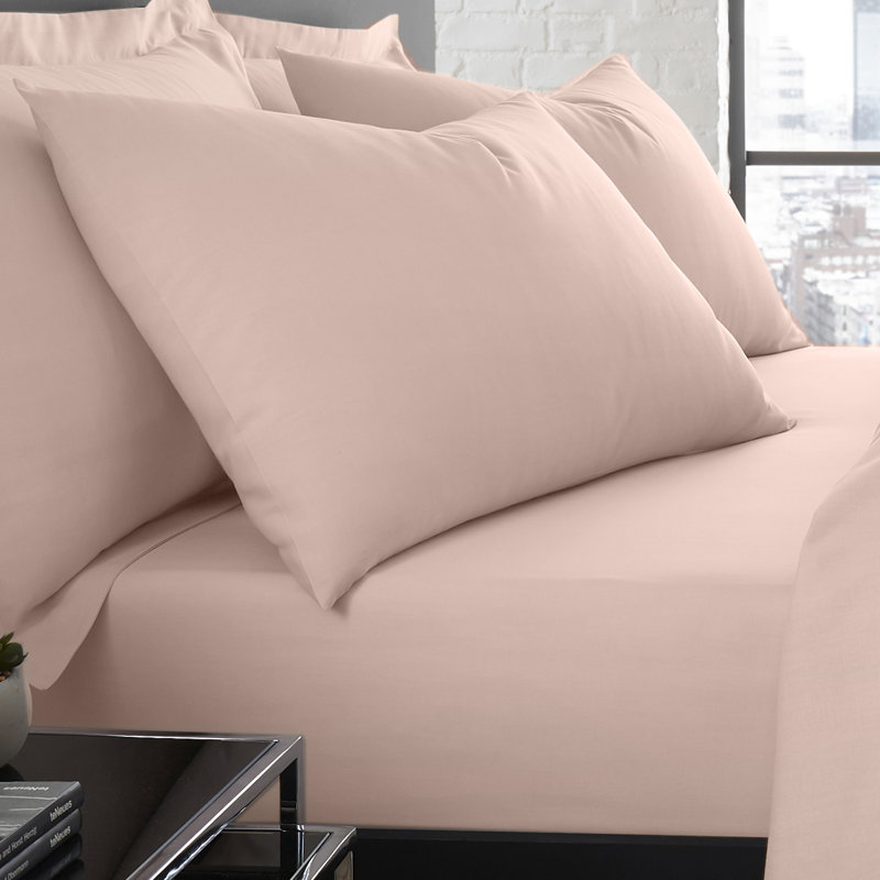 Almondsbury Plain Cotton Blend Housewife Pillowcase, Blush Pink