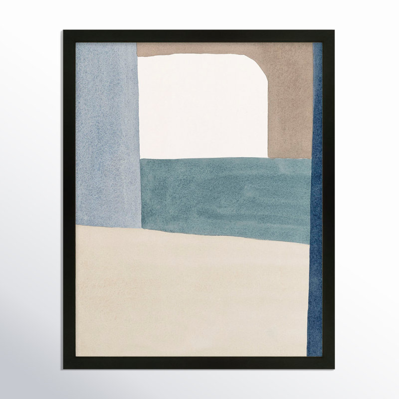 The Balance Of Taupe And Indigo 1 Print by Julia Balfour, 20" x 16" x 1.25", Black Frame Paper