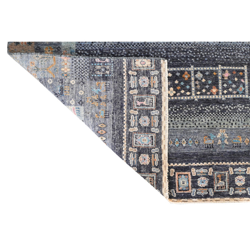 Hand Knotted Wool Area Rug in Multi