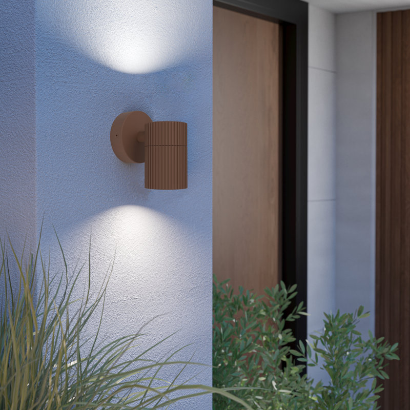Satin Nickel Outdoor Sconce, 12cm H x 11cm W x 6cm D, Down
