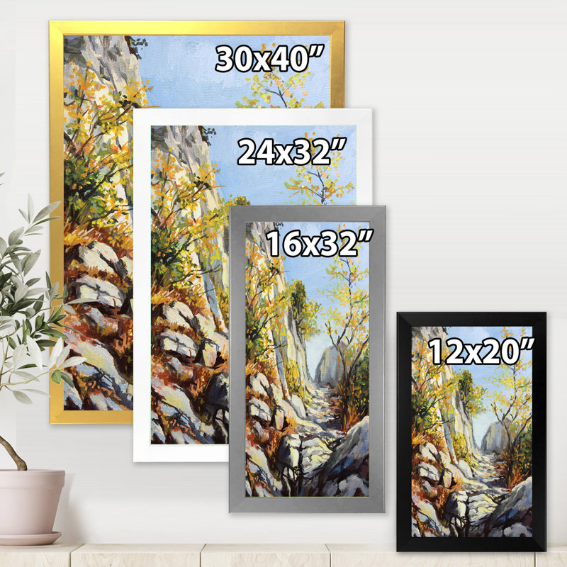 Marble Path In Autumn - reproduction d'art sur toile, H 32 po x l 24 po x P 1 po, Blanc