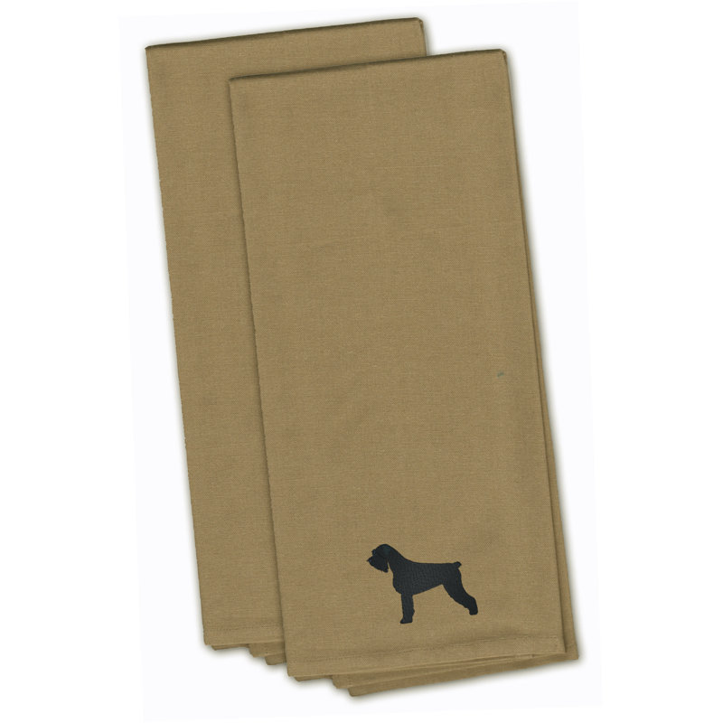 Cotton Embroidered Tea Towel Kitchen Towel, 28" H x 19" W x 0.1" D, Tan