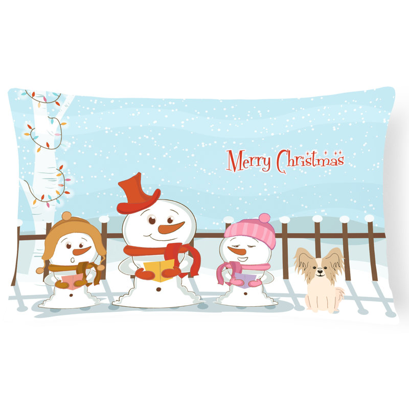 Coussin lombaire intérieur / extérieur Merry Christmas, Zibeline / blanc