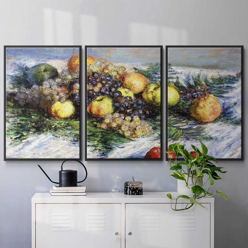 Nature morte aux poires et aux raisins, 1880 3 pièces, Noir, H 40 po x l 78 po x P 2 po