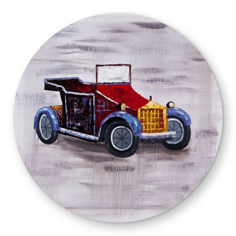 Vintage Toy Car Rug - Round Outdoor Area Rug for Home Decor