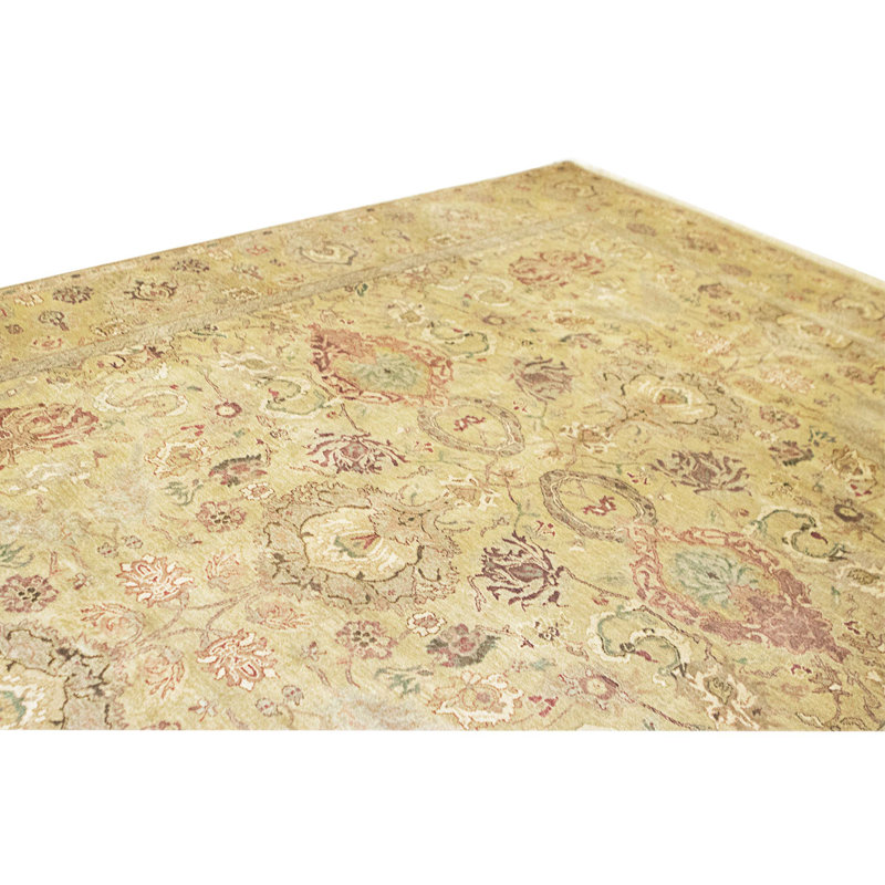 Hand Knotted Wool Area Rug in Gold