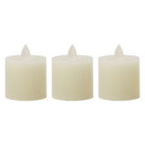 Set of 3 Ivory Realistic LED Wax Votive Candle, Ivory