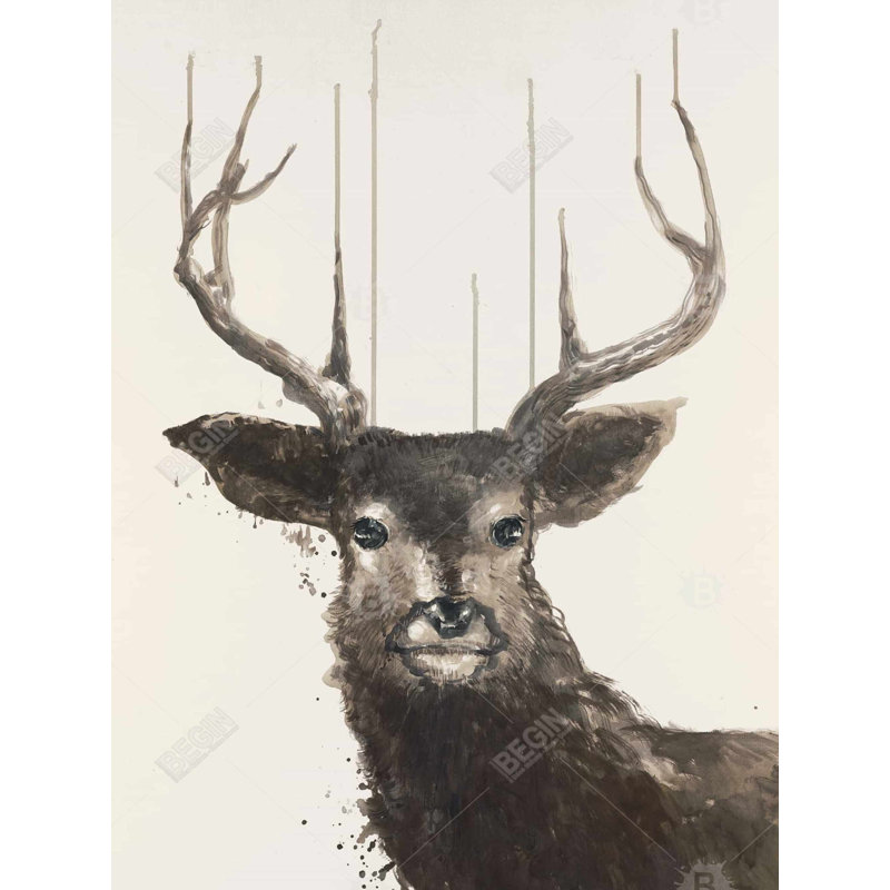 Abstrait cerf, H 49,25 po x l 37,25 po