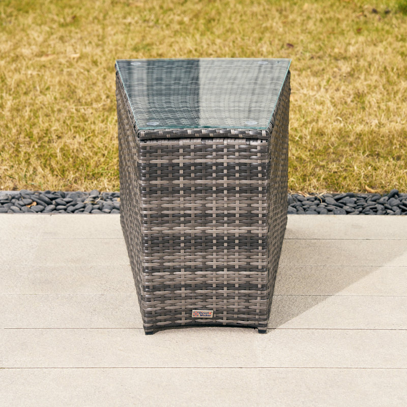 Apphi Outdoor Steel Wicker Side Table - Gray