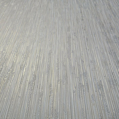 Cream Gold Metallic Stria Lines Faux Fabric Texture Plain Textured Wallpaper 3D