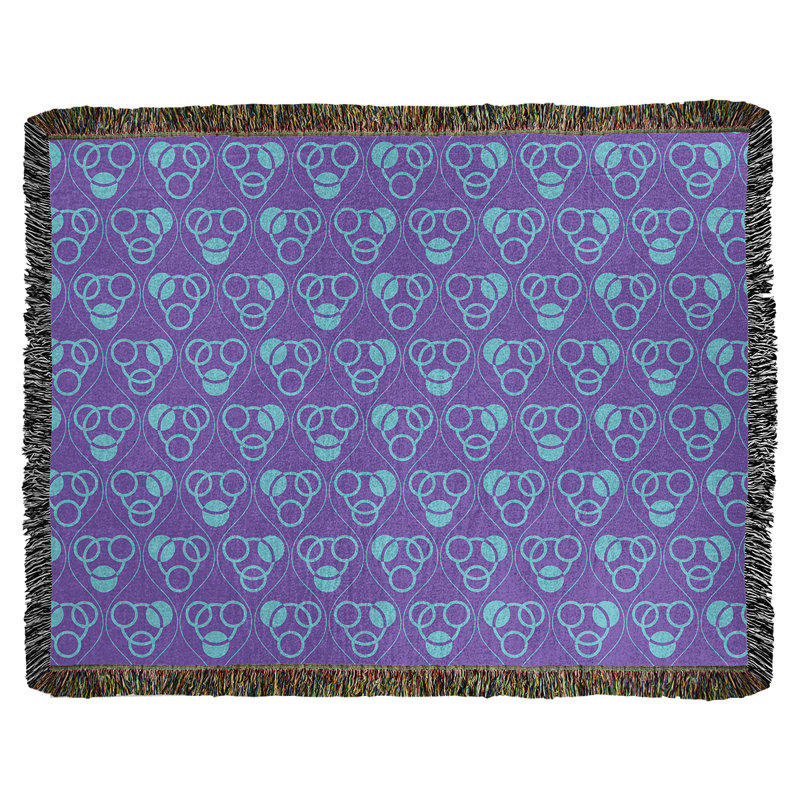 Couverture en coton tissé Classic, L 60 po x L 80 po, Mauve/bleu sarcelle