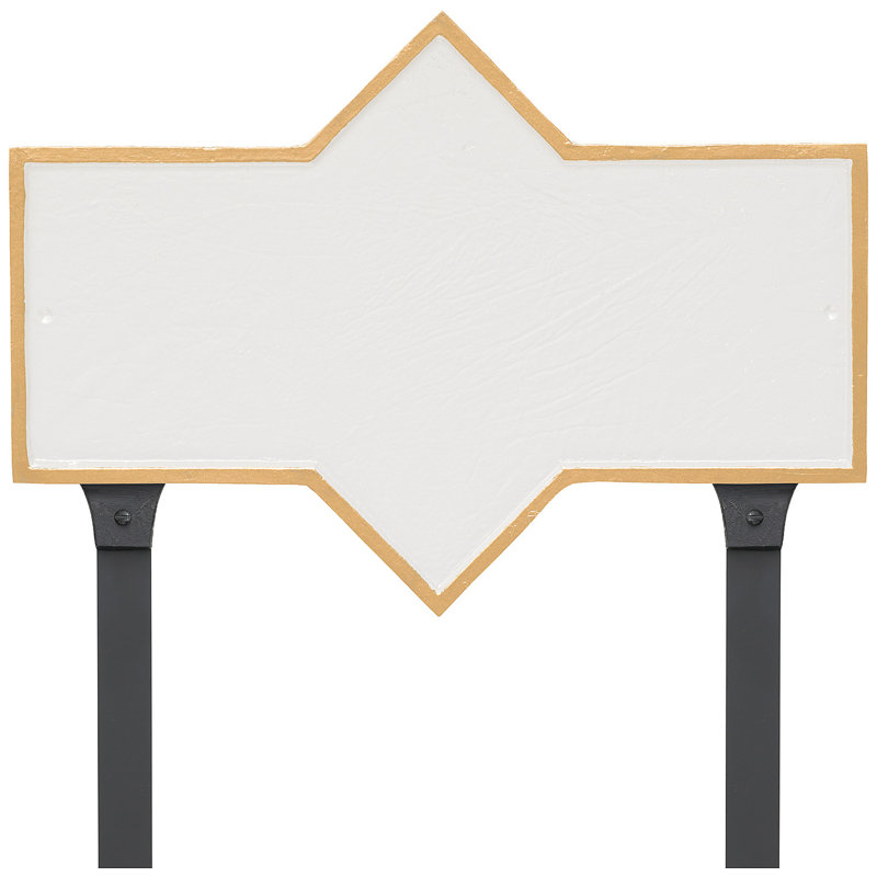Plaque d'adresse rectangulaire à deux lignes Piedmont, Blanc / Doré