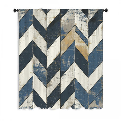Geometric Pattern Window Curtains, Abstract Blockout & Sheer Curtains - 1 Panel