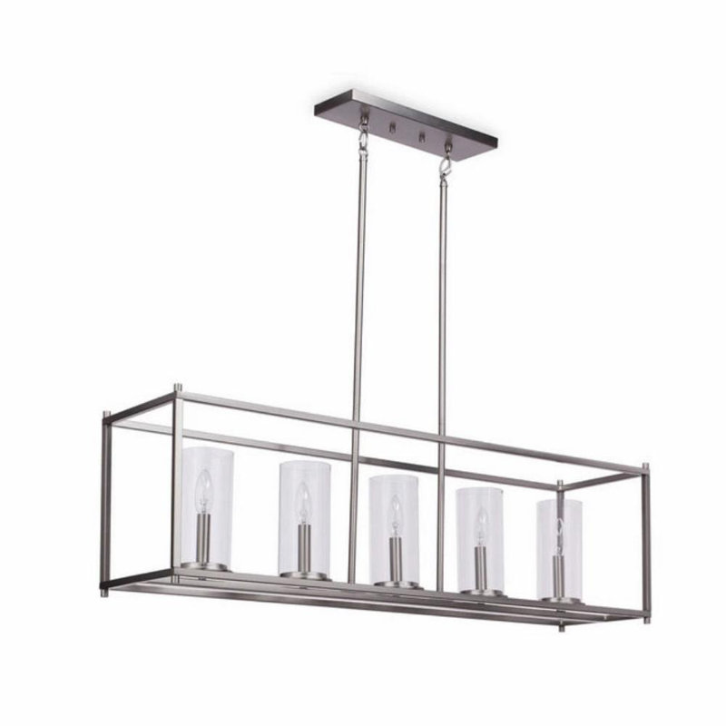 5-light Rectangular Linear Kitchen Island Dining Room Chandelier - Brushed Nickel