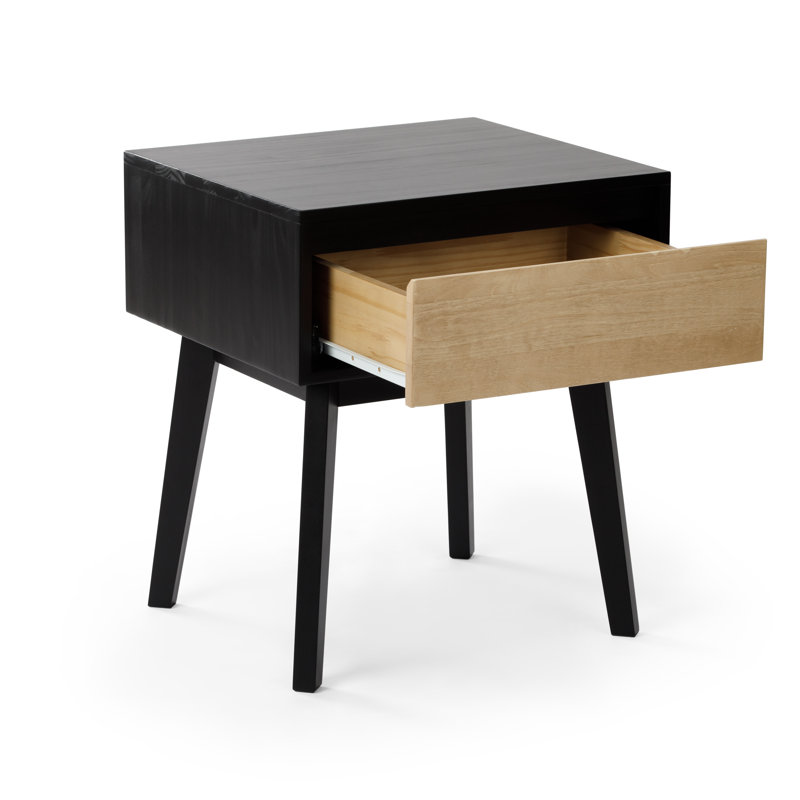  Brubaker Solid Wood Nightstand, Black/Blonde