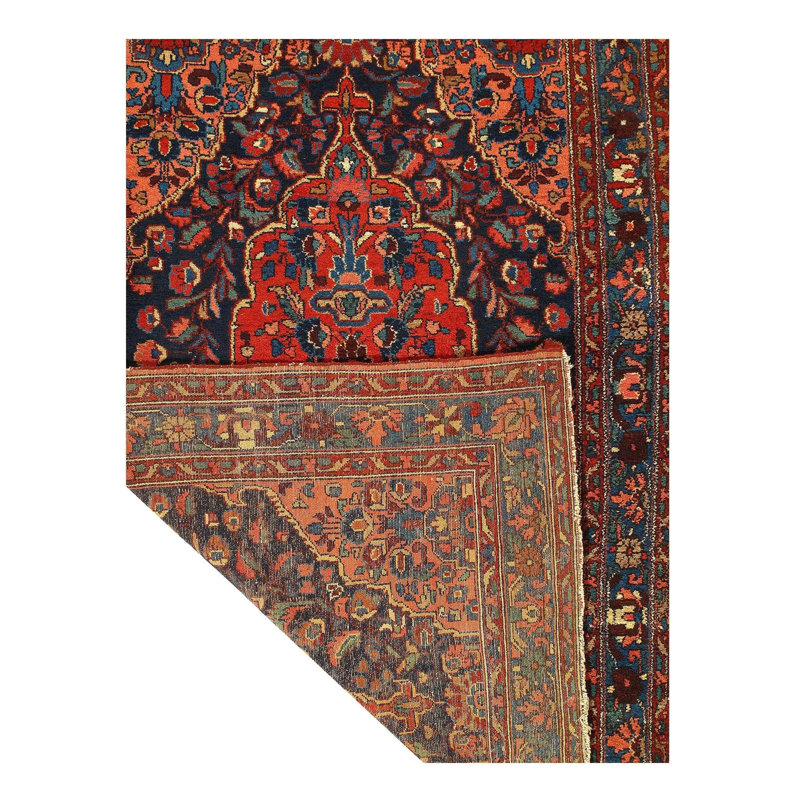 Tapis oriental rouge / noir en coton / laine 4 pi 4 po x 6 pi 7 po Oriental