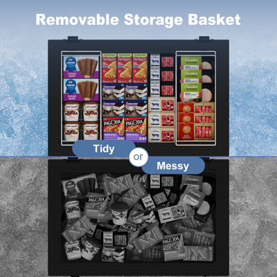 BANGSON 7.1 Cu.Ft Chest Freezer with Adjustable Thermostat & Basket, Efficient Deep Freezer for Garage, Basement, Home & RV Use，