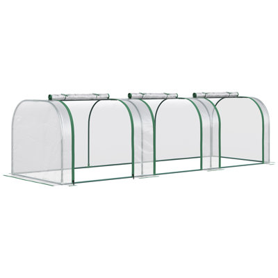 Mini serre Outsunny, serre portative à tunnel avec portes à fermeture à glissière, housse imperméable aux rayons UV, structure en acier