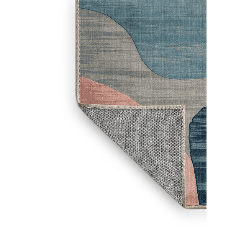 Tapis rose aquarelle lavable à la machine, Carré 3 pi