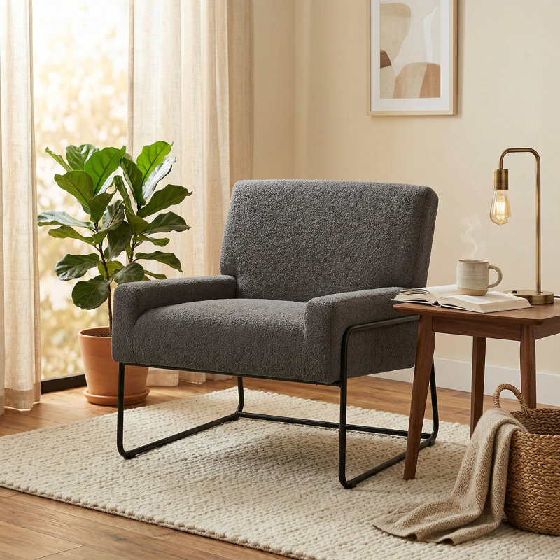 Allandine Upholstered Armchair, Gray Polyester Blend