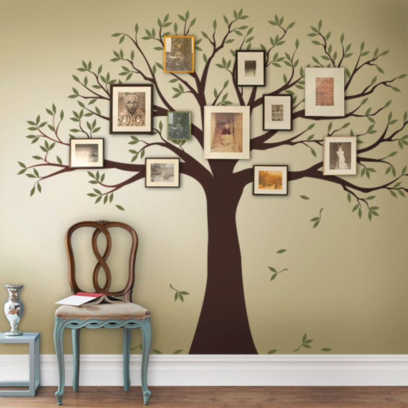 Adhésif décoratif arbre généalogique, Brun / vert, 107 po X 90 po