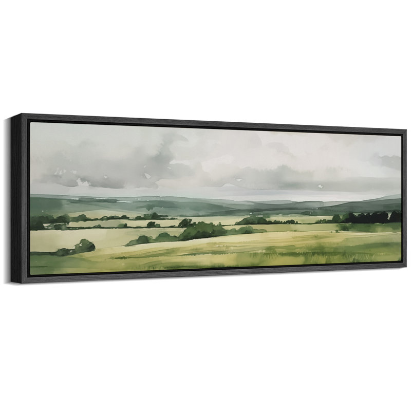 Illustration abstraite de paysage, images murales minimalistes vertes simples, impression numérique sur toile giclée sur toile