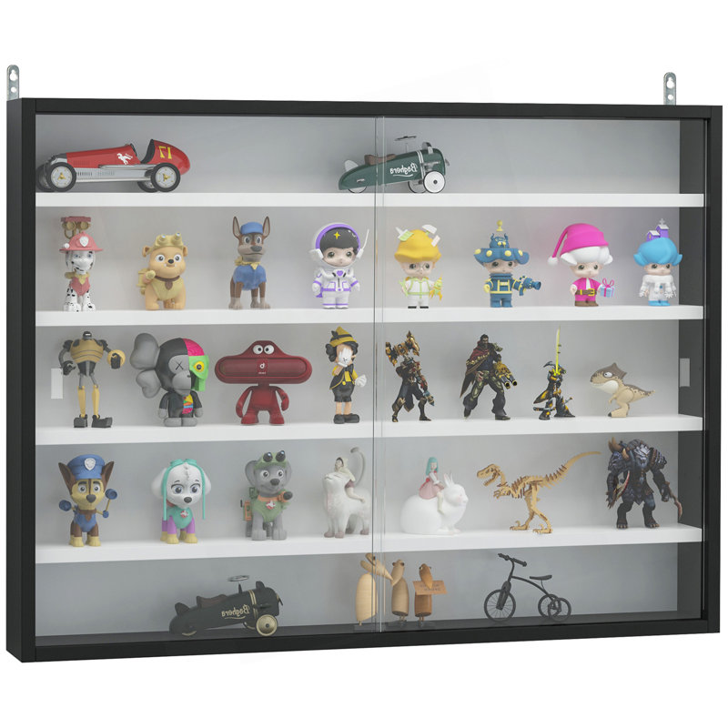 Vitrine à 5 niveaux, vitrine en verre avec 2 portes et tablettes réglables