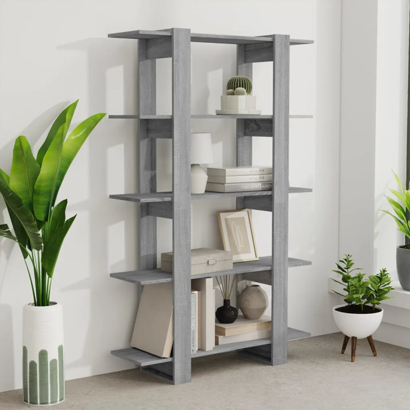 Ganon 160cm H Etagere Bookcase, Sonoma Grey, 160cm H x 100cm W x 30cm D