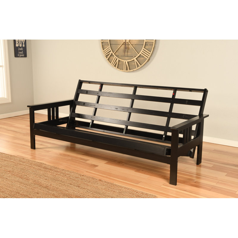 Stratford Full 79" Futon Frame and Mattress with Drawer Set, Espresso, Blue Microsuede