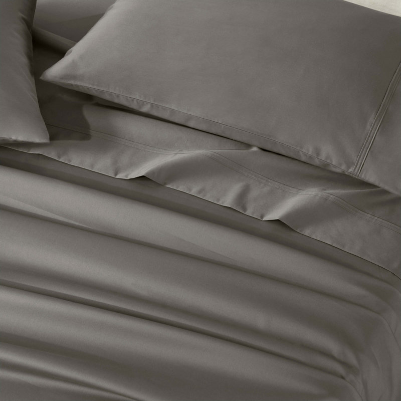 Ensemble de draps en coton à densité de tissage 850 fils, Ensemble de draps pour lit simple TG + 2 pièces s, Gris