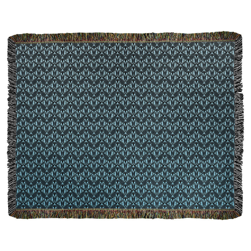 Couverture en coton tissé Katelyn Elizabeth, l 50 po x L 60 po, Bleu pâle