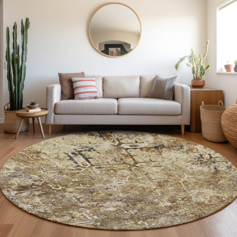  Mahaney Indoor/Outdoor Area Rug with Non-Slip Backing, Round 8'