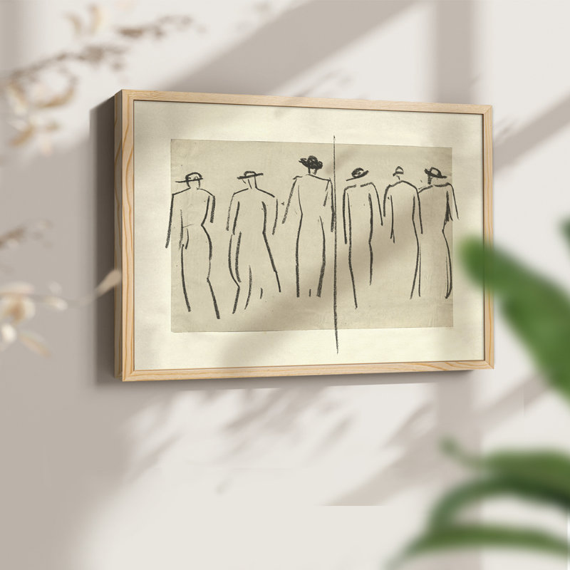 Croquis rétro - L III - Reproduction encadrée - Restickable, H 8 po x l 10 po, Naturel