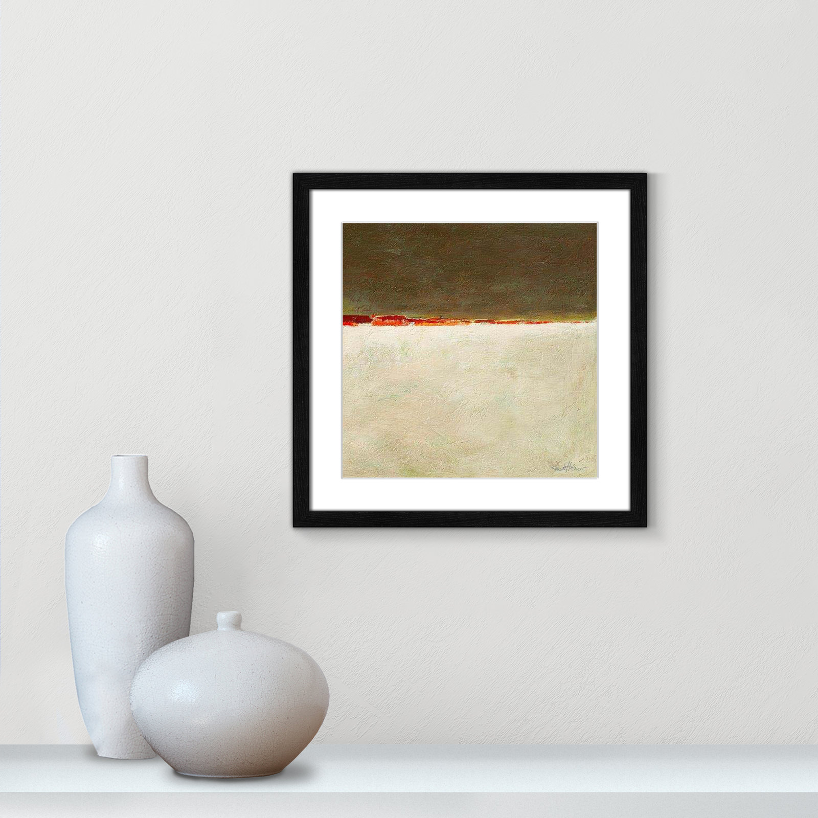 Orange Horizon I by Renate Holzner - Print, Black Framed, 17" H x 17" W x 0.75" D