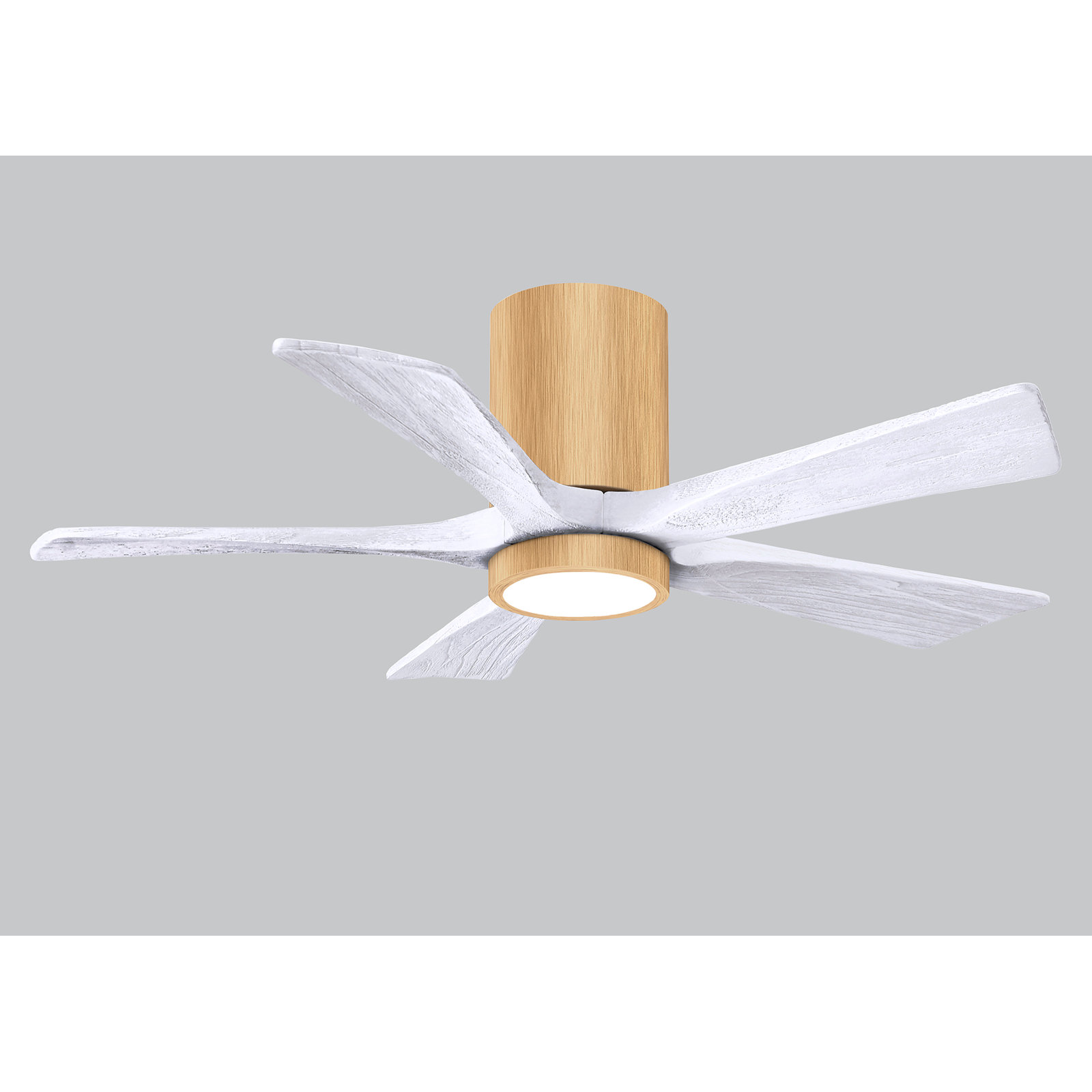 Irene 5 - Blade LED Ceiling Fan with Light Kit Included, Matte White, Light Maple, 42"