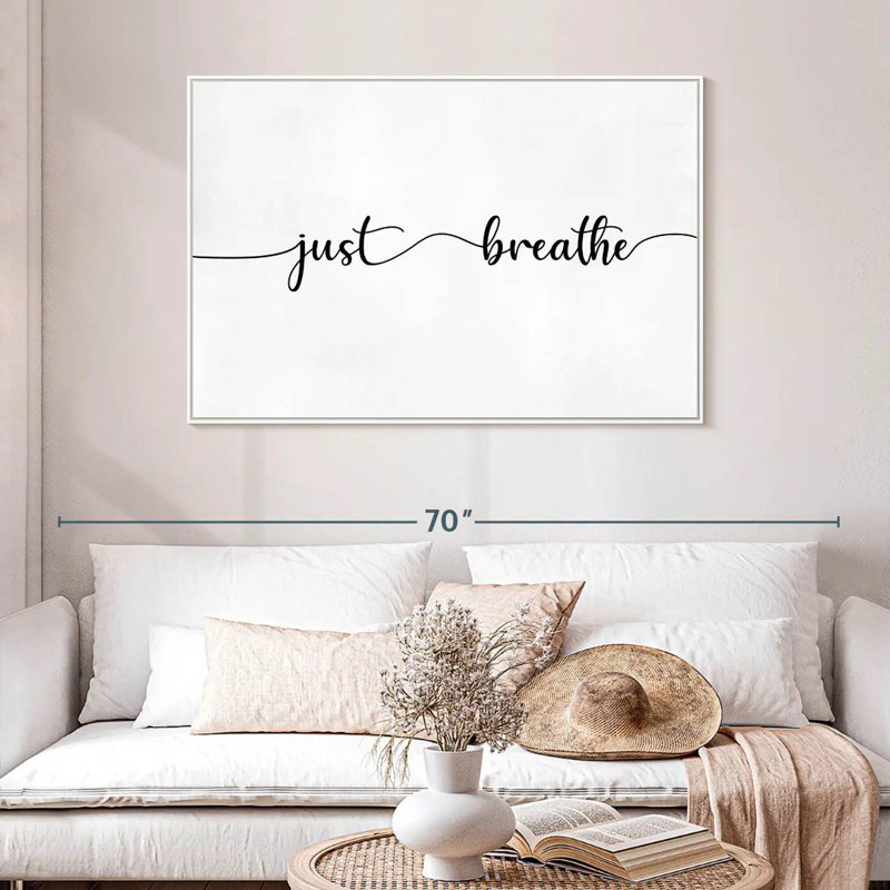 Zen vient de respirer, 46 po x 31 po, Cadre flottant blanc