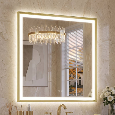 Rust-Proof Aluminum Framed Bathroom Mirror, Beveled Frame Wall Mirror with Tempered Glass, Easy Install & No Wobble Wall Mirror