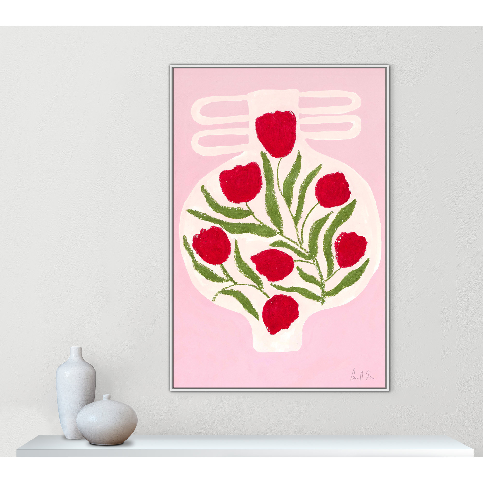 Vase No. 02 Print by Camilla Bergqvist, 61.5" H x 41.5" W, White