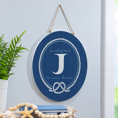 Coastal Door Decor Monogram White 18" J J