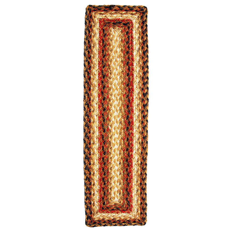 Tapis d'escalier Kimpel, Beige / rouge / noir, Rectangle 8 po x 2 pi 4 po