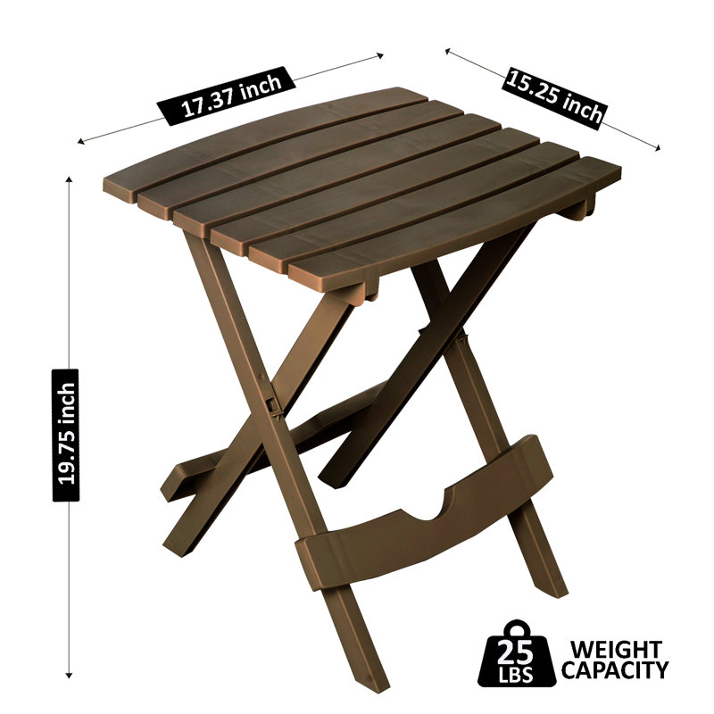 Keter Quik-Fold Side Table Durable Resin Outdoor Folding Patio End Table, Brown